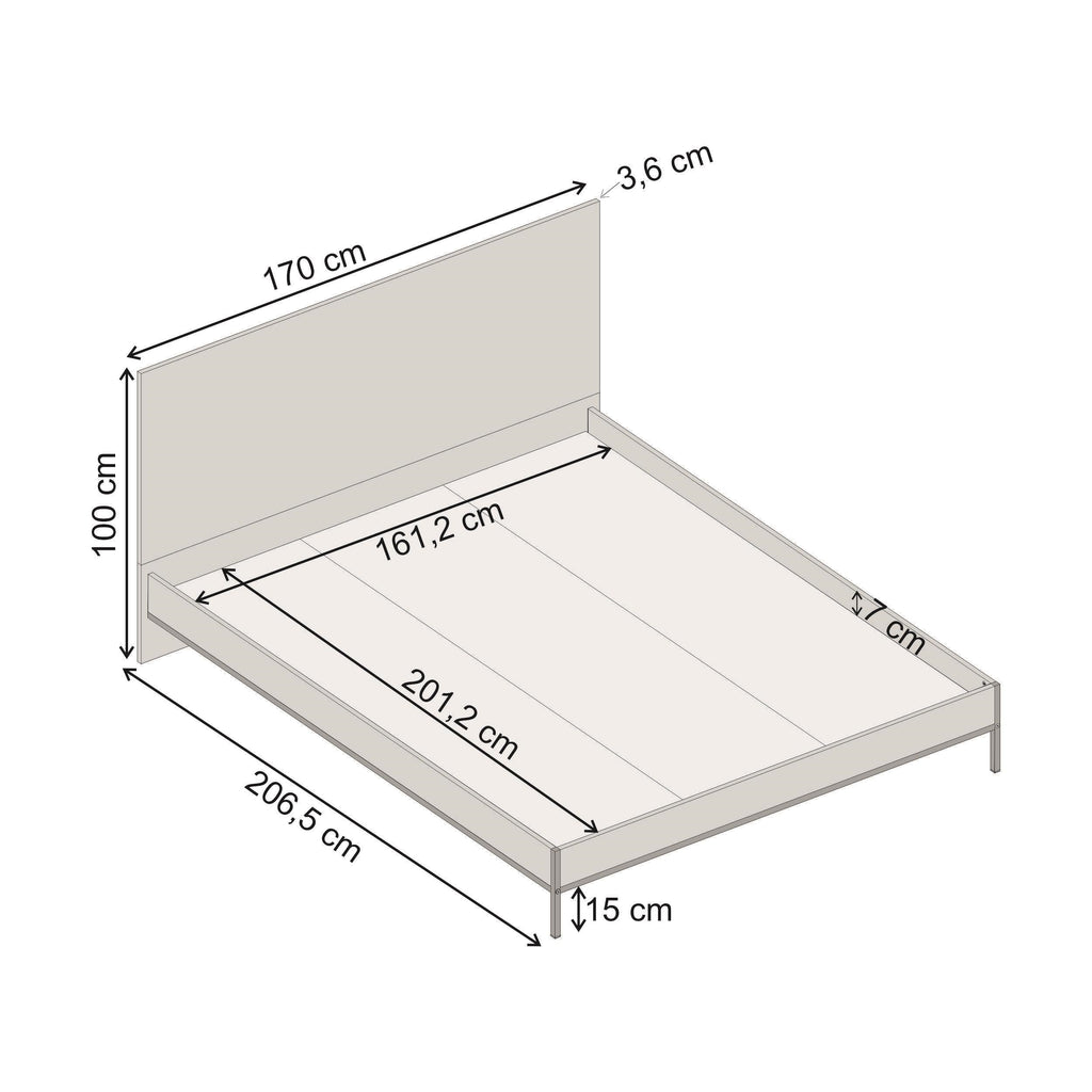 Cadre de lit Mars finition Chêne Whiskey L 206,5 cm