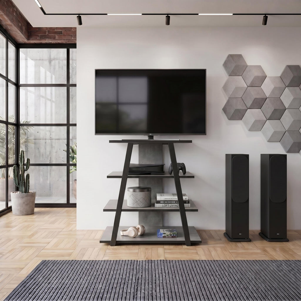 Meuble TV Lyno d'angle avec étagères ouvertes