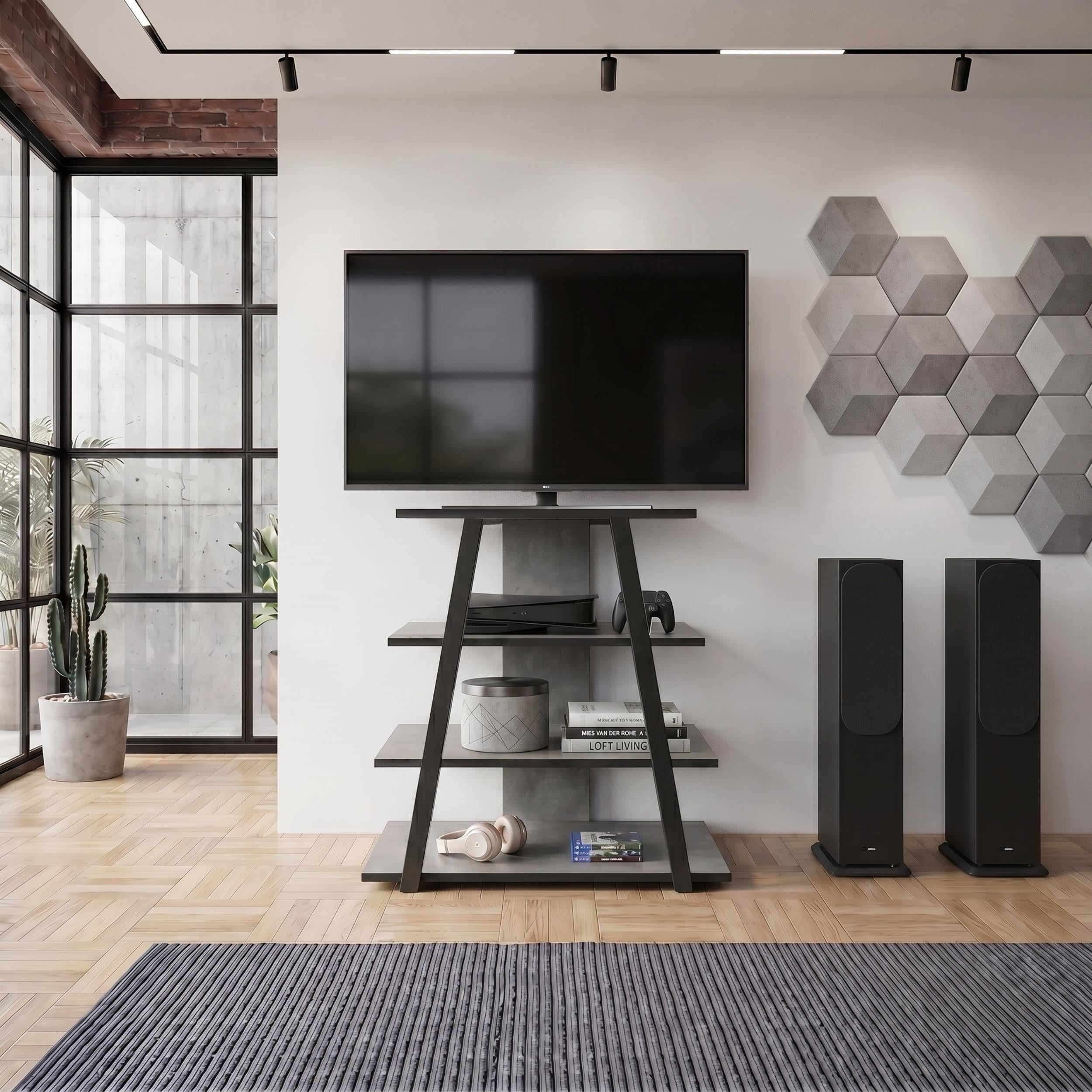 Meuble TV Lyno d'angle avec étagères ouvertes