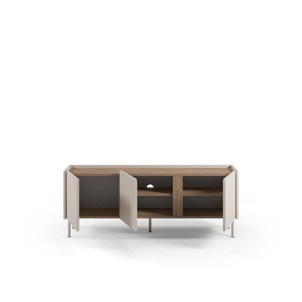 Decortieliving - Norm TV Unit 3 Doors Natural Oak-Sandstone 140 cm