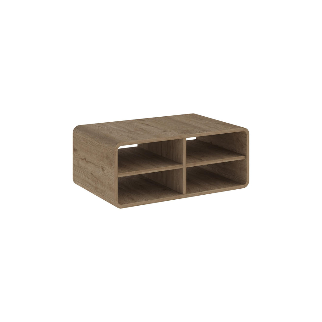 Table basse Rovel en chêne naturel avec étagères