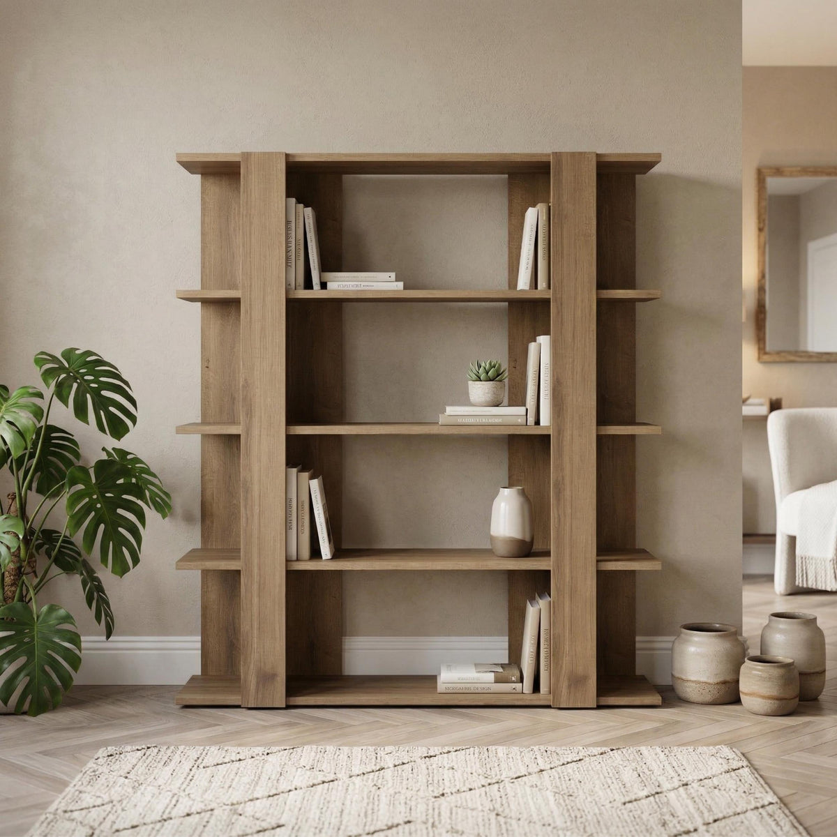 Decortieliving - Tita Modern Bookcase Display Unit Medium 122cm