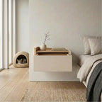 Decortieliving - Diago Floating Bedside Table with Drawer and Top Shelf - Left
