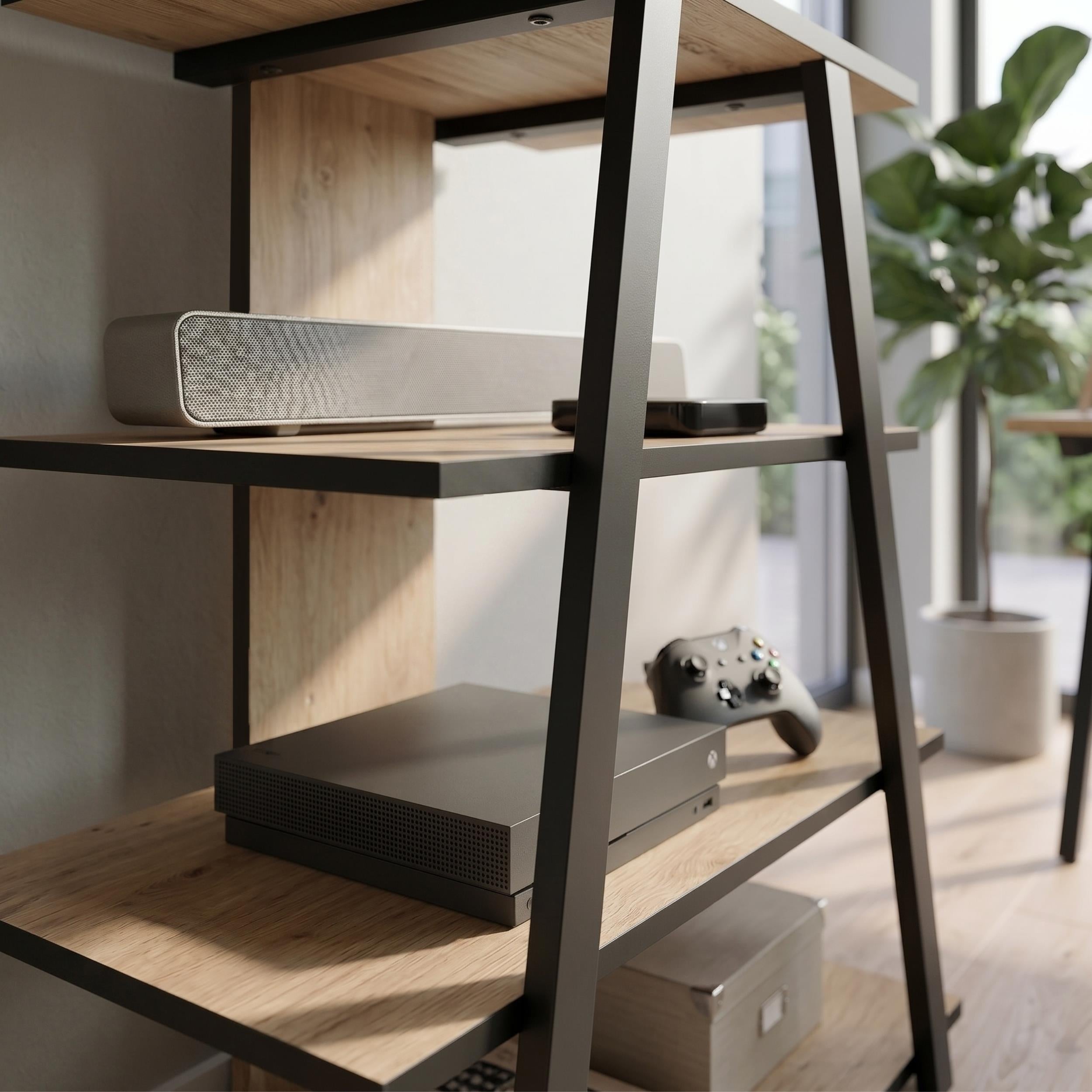 Meuble TV Lyno d'angle avec étagères ouvertes