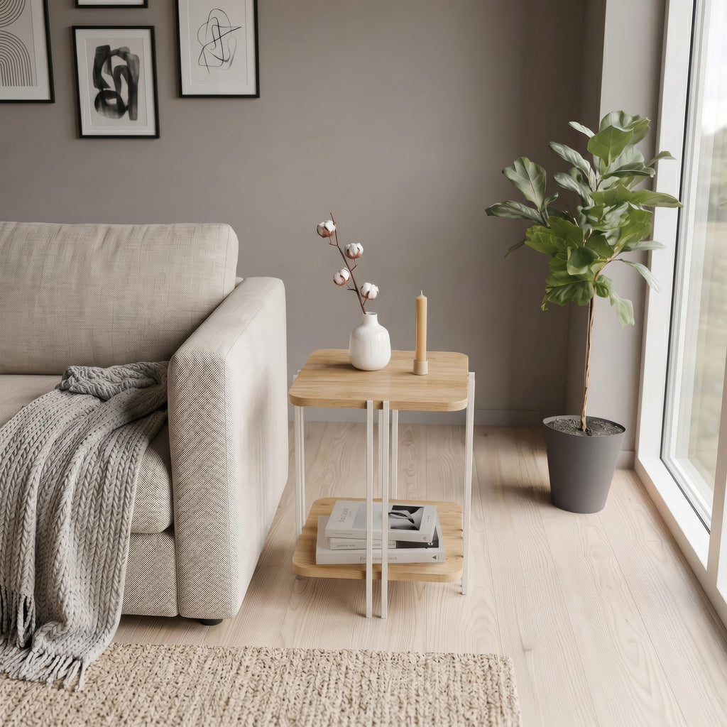 Table d'appoint Notus à 2 niveaux avec étagère