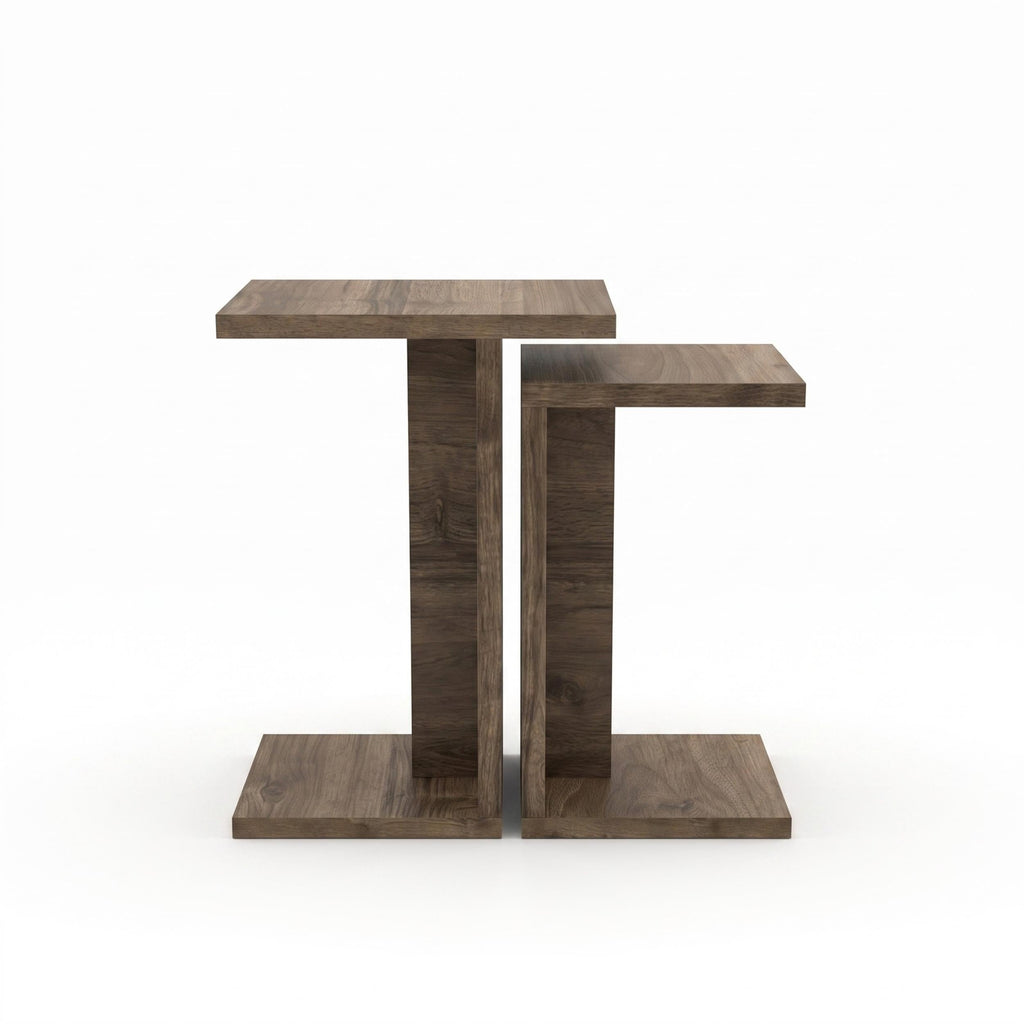 Decortieliving - Nero C-Shaped 2-Part Side Table Set