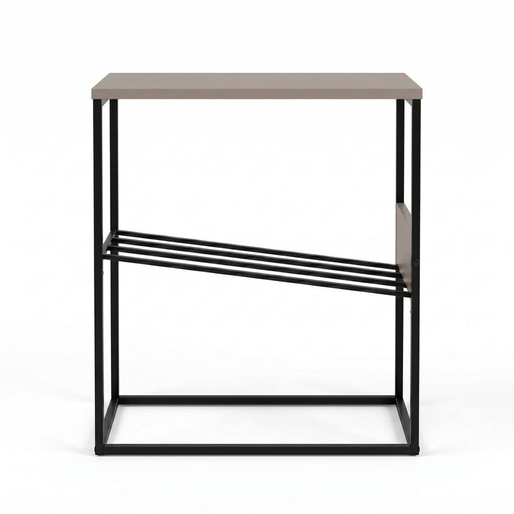 Table d'appoint moderne Tenol avec étagère métallique inclinée