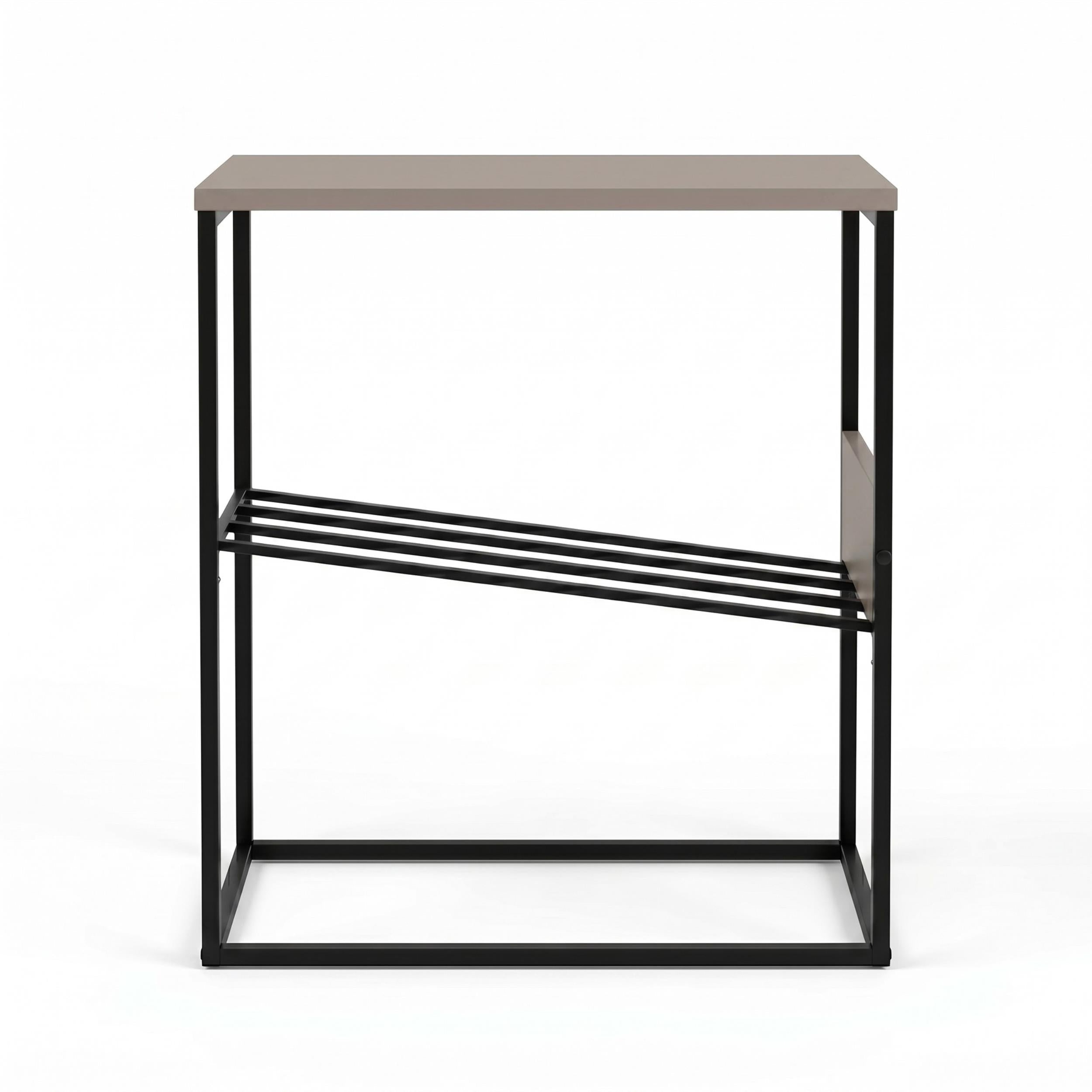 Table d'appoint moderne Tenol avec étagère métallique inclinée