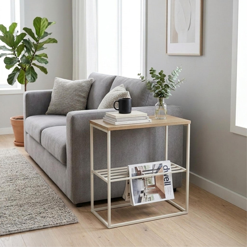 Table d'appoint Teno avec étagère de rangement