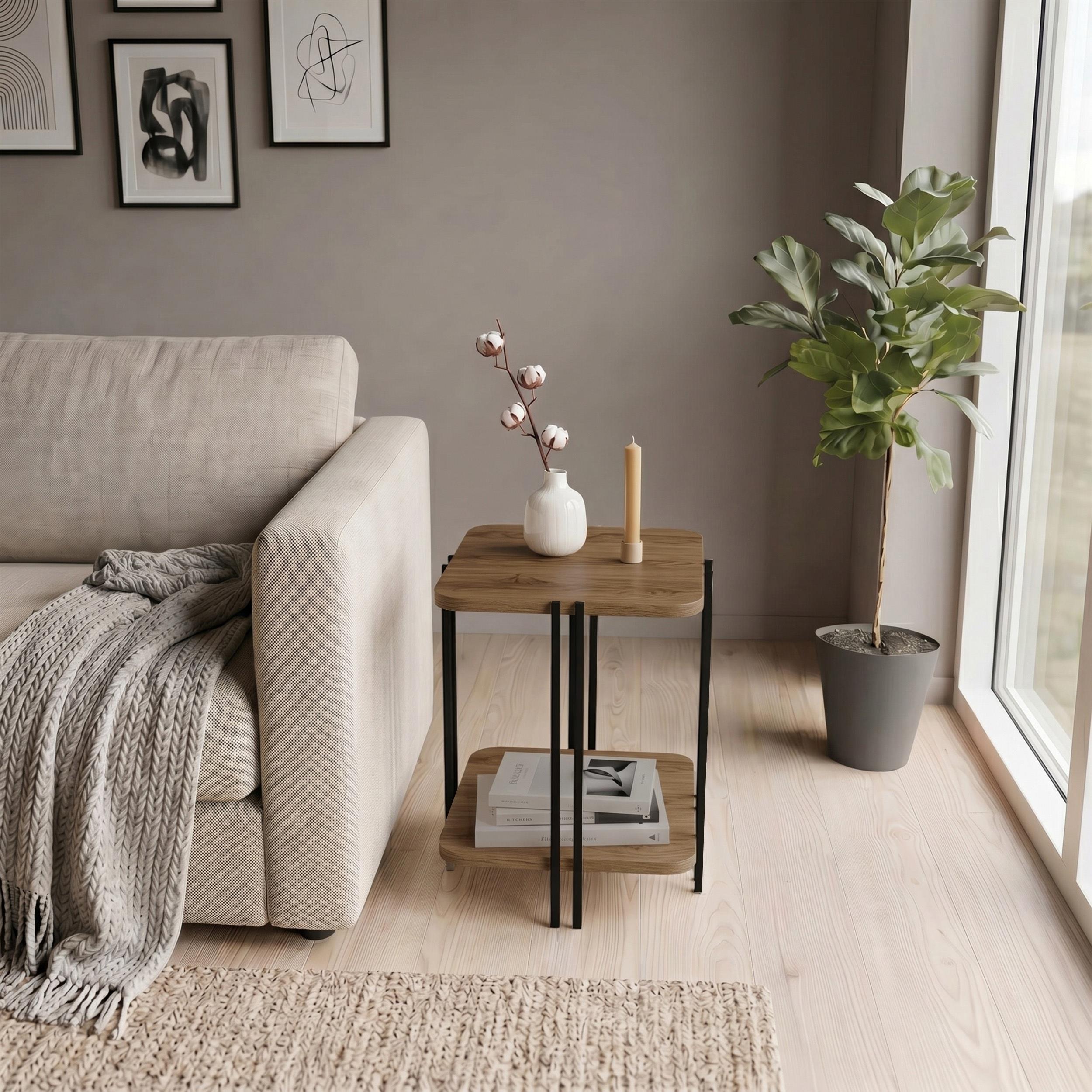 Table d'appoint Notus à 2 niveaux avec étagère