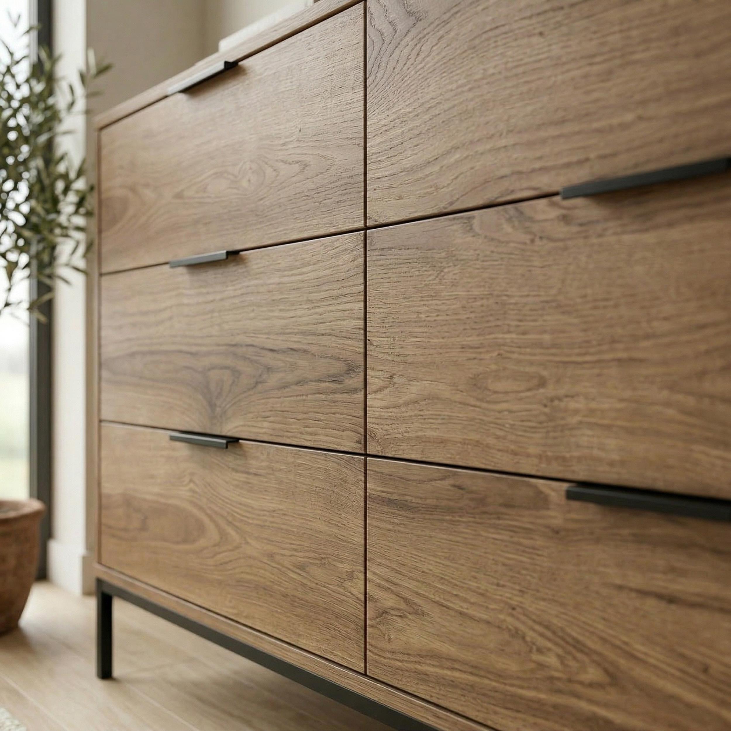 Commode large Mars 6 tiroirs chêne Whiskey L140 cm