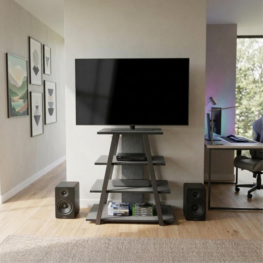 Meuble TV Lyno d'angle avec étagères ouvertes