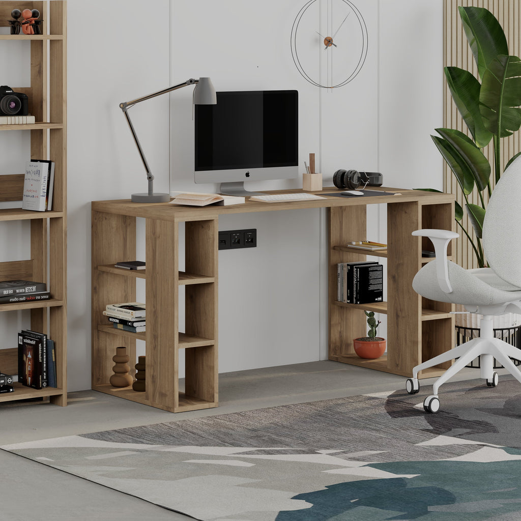 Decortieliving - Colmar Modern Desk With Bookshelf Legs Width 140cm
