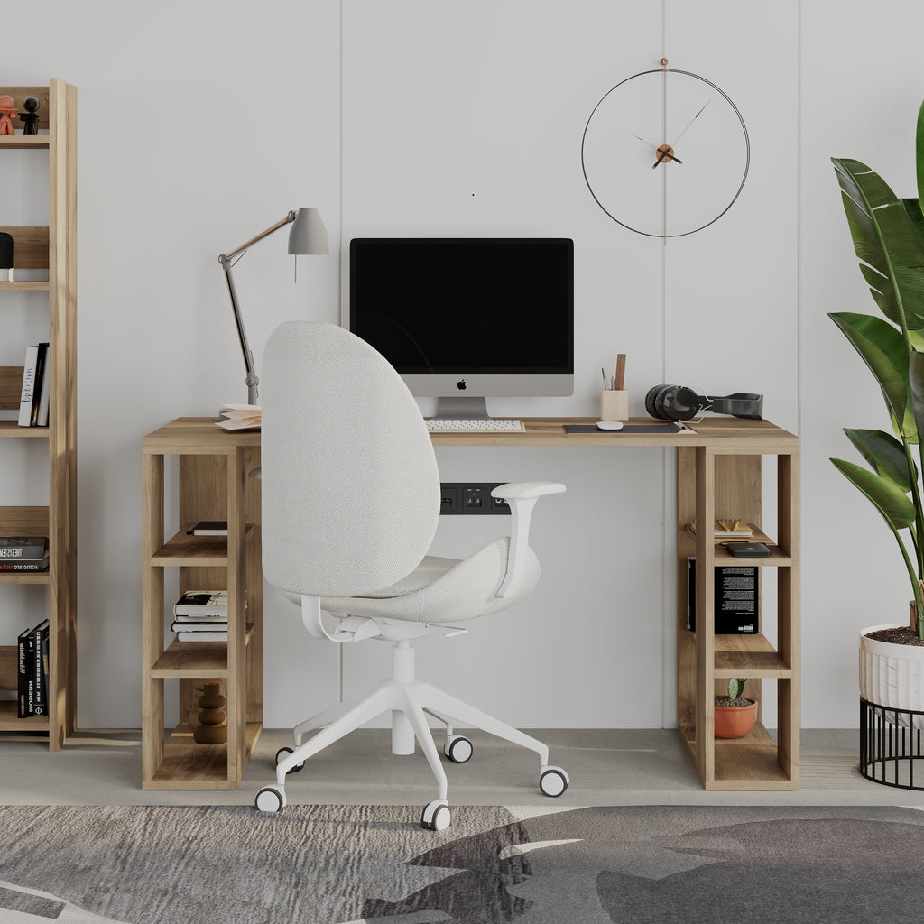 Decortieliving - Colmar Modern Desk With Bookshelf Legs Width 140cm