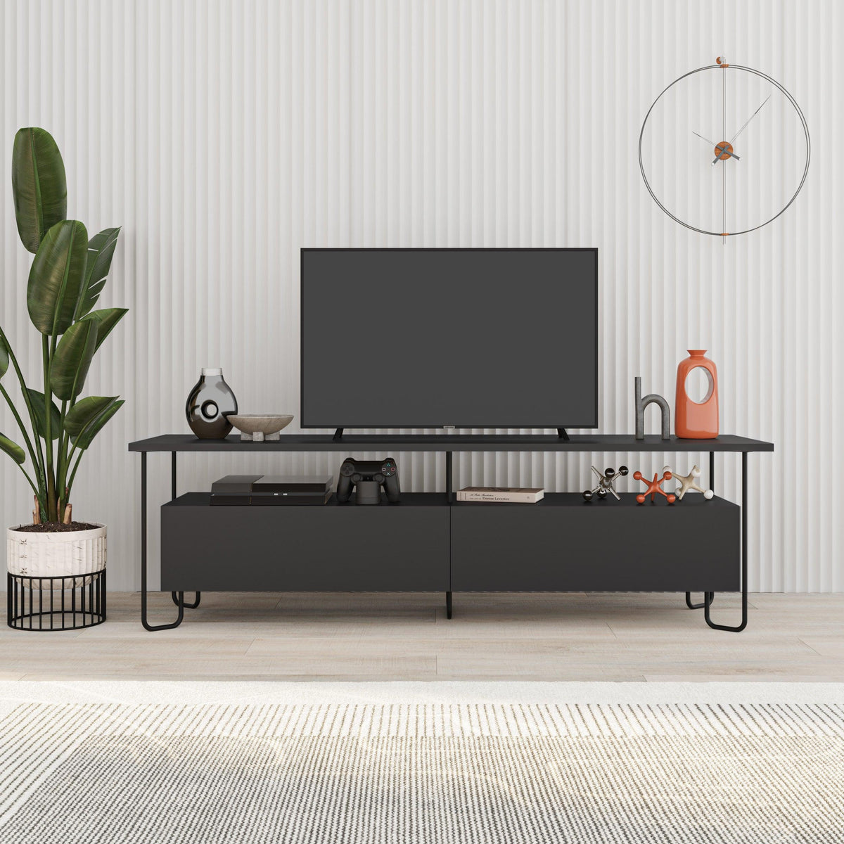 Decortieliving - Cornea Modern Tv Unit With Storage Cabinet 150cm
