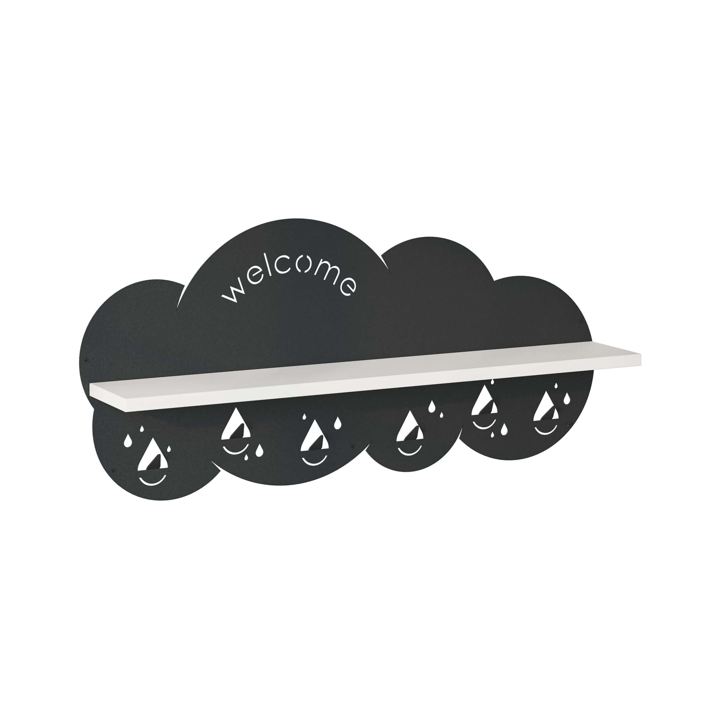 Decortieliving - Cloudy Modern Wall Mounted Hanger Unit With Shelf