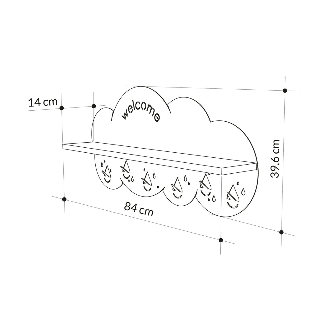 Decortieliving - Cloudy Modern Wall Mounted Hanger Unit With Shelf