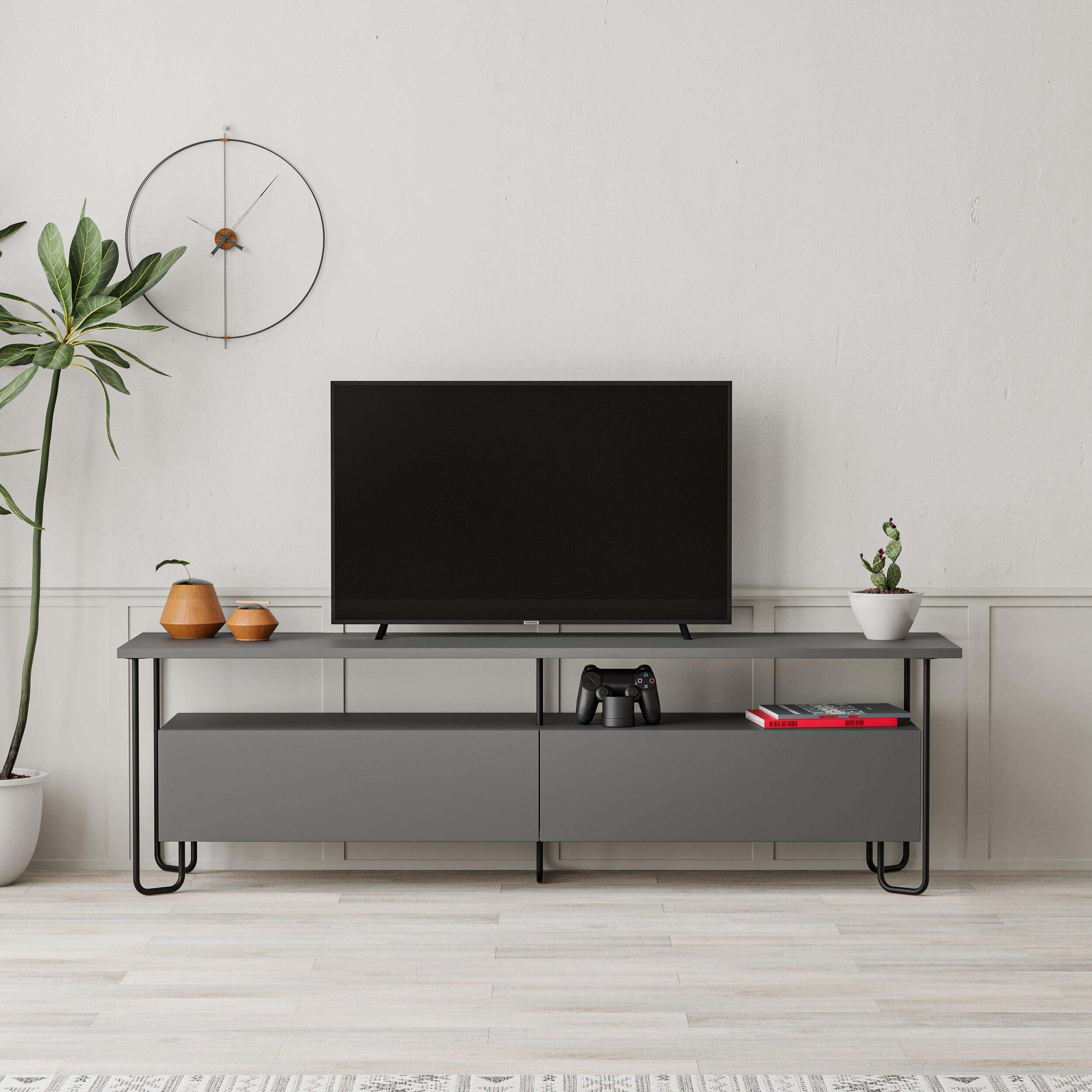 Decortieliving - Cornea Modern Tv Unit With Storage Cabinet 150cm