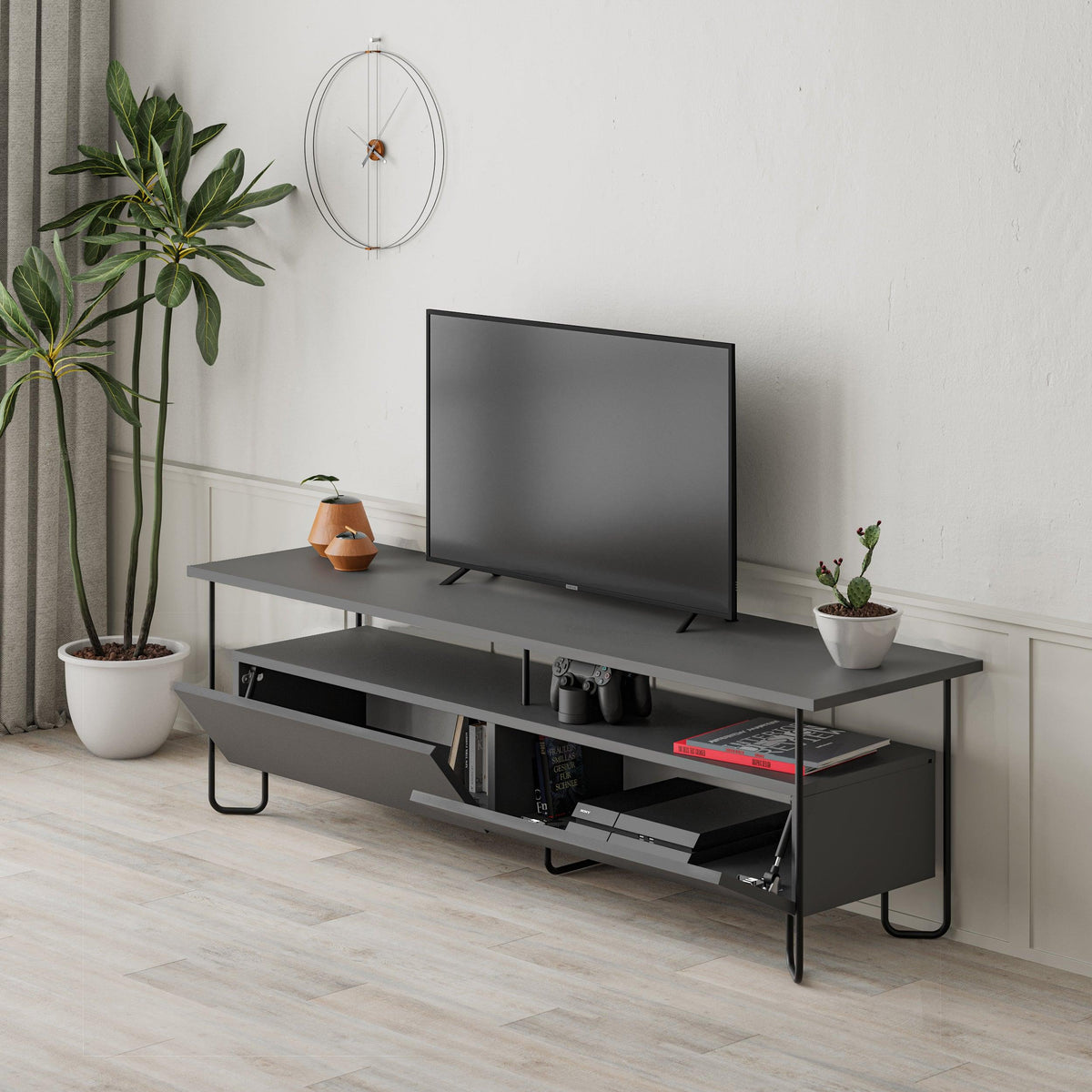 Decortieliving - Cornea Modern Tv Unit With Storage Cabinet 150cm