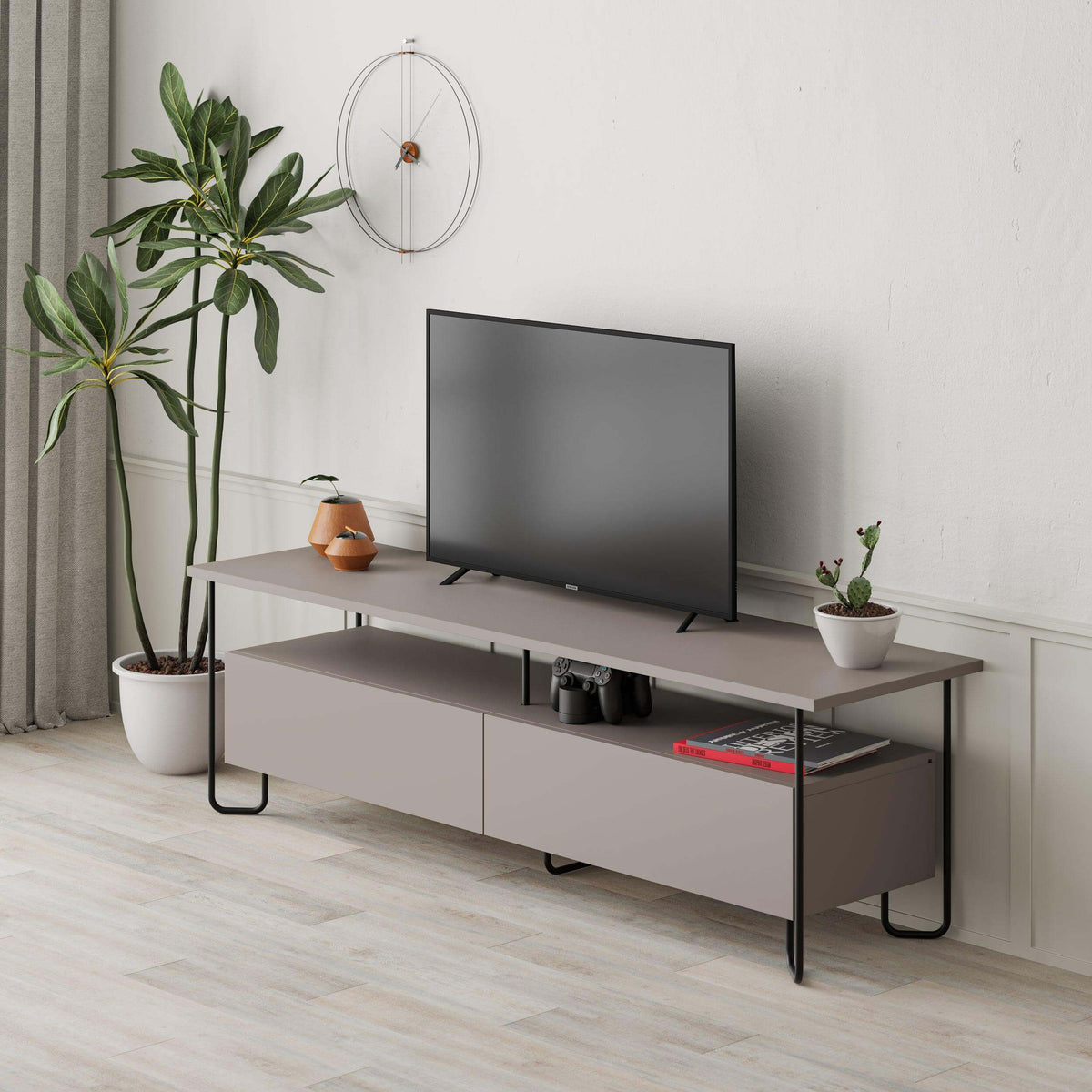 Decortieliving - Cornea Modern Tv Unit With Storage Cabinet 150cm