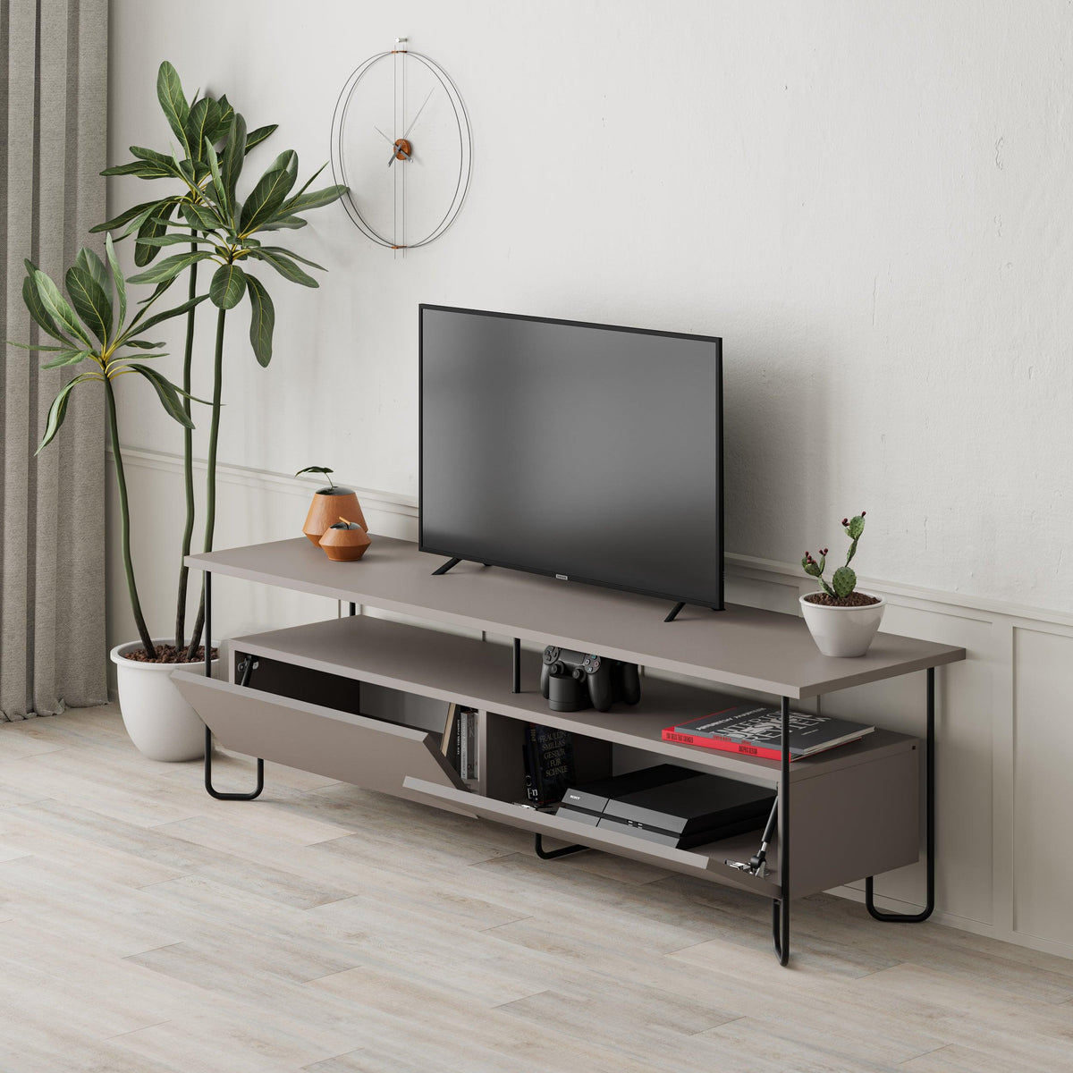 Decortieliving - Cornea Modern Tv Unit With Storage Cabinet 150cm