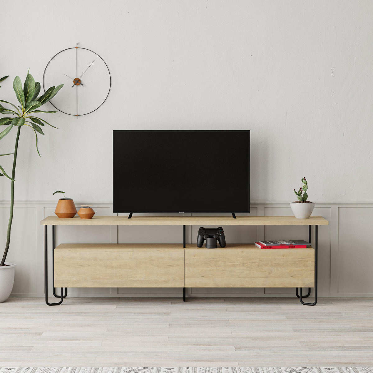 Decortieliving - Cornea Modern Tv Unit With Storage Cabinet 150cm