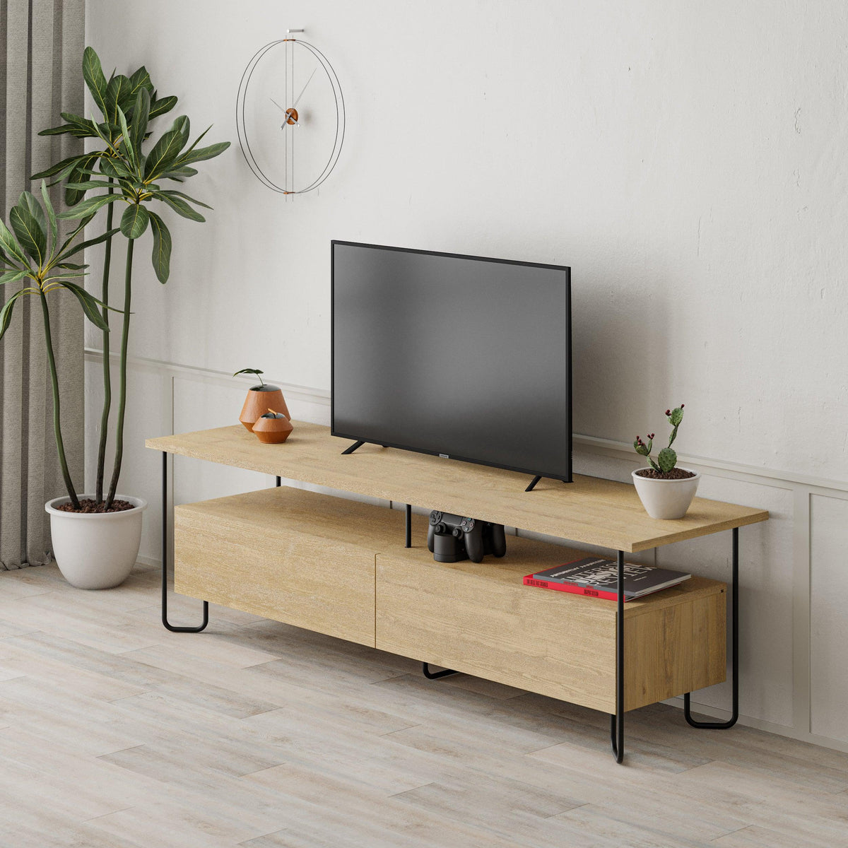 Decortieliving - Cornea Modern Tv Unit With Storage Cabinet 150cm