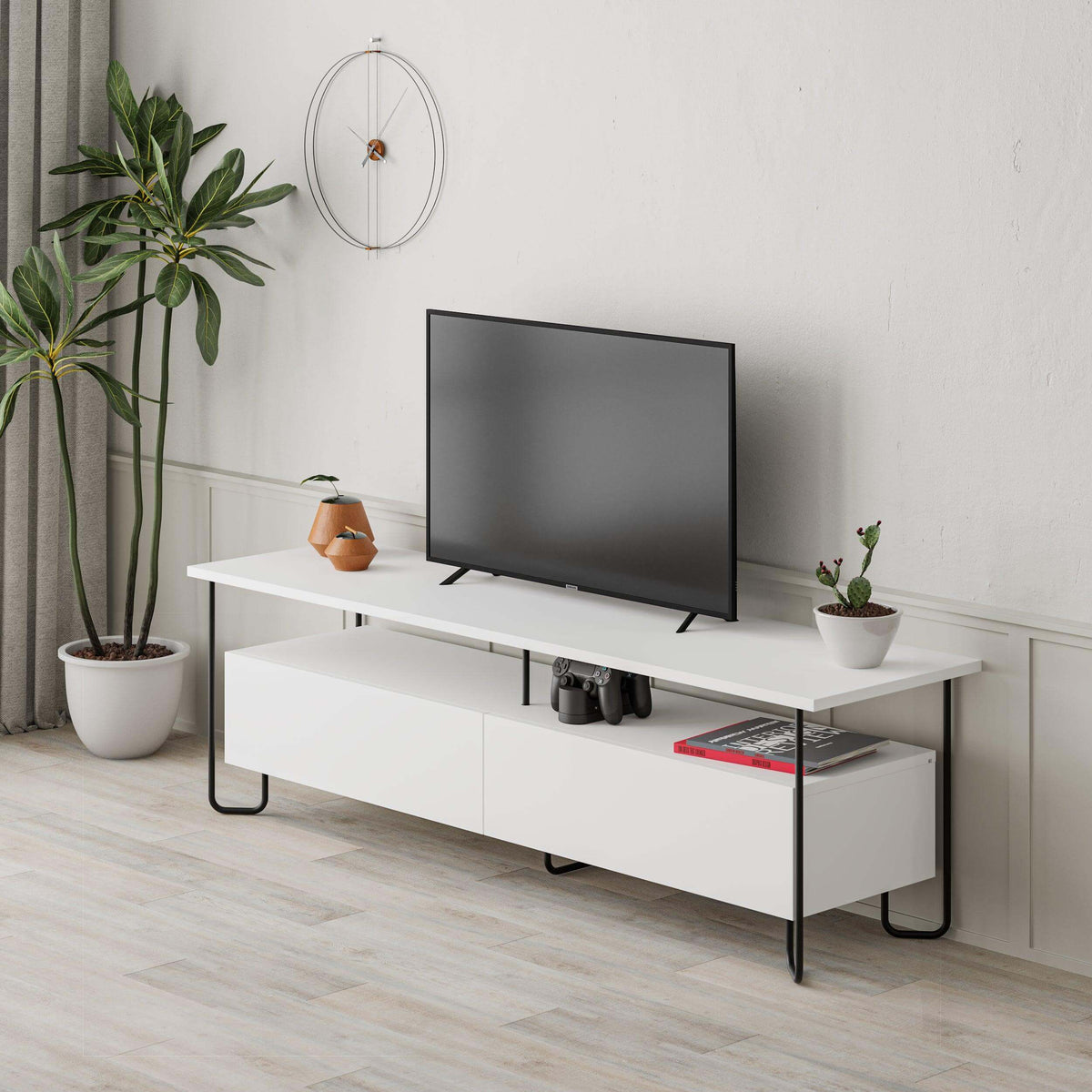Decortieliving - Cornea Modern Tv Unit With Storage Cabinet 150cm