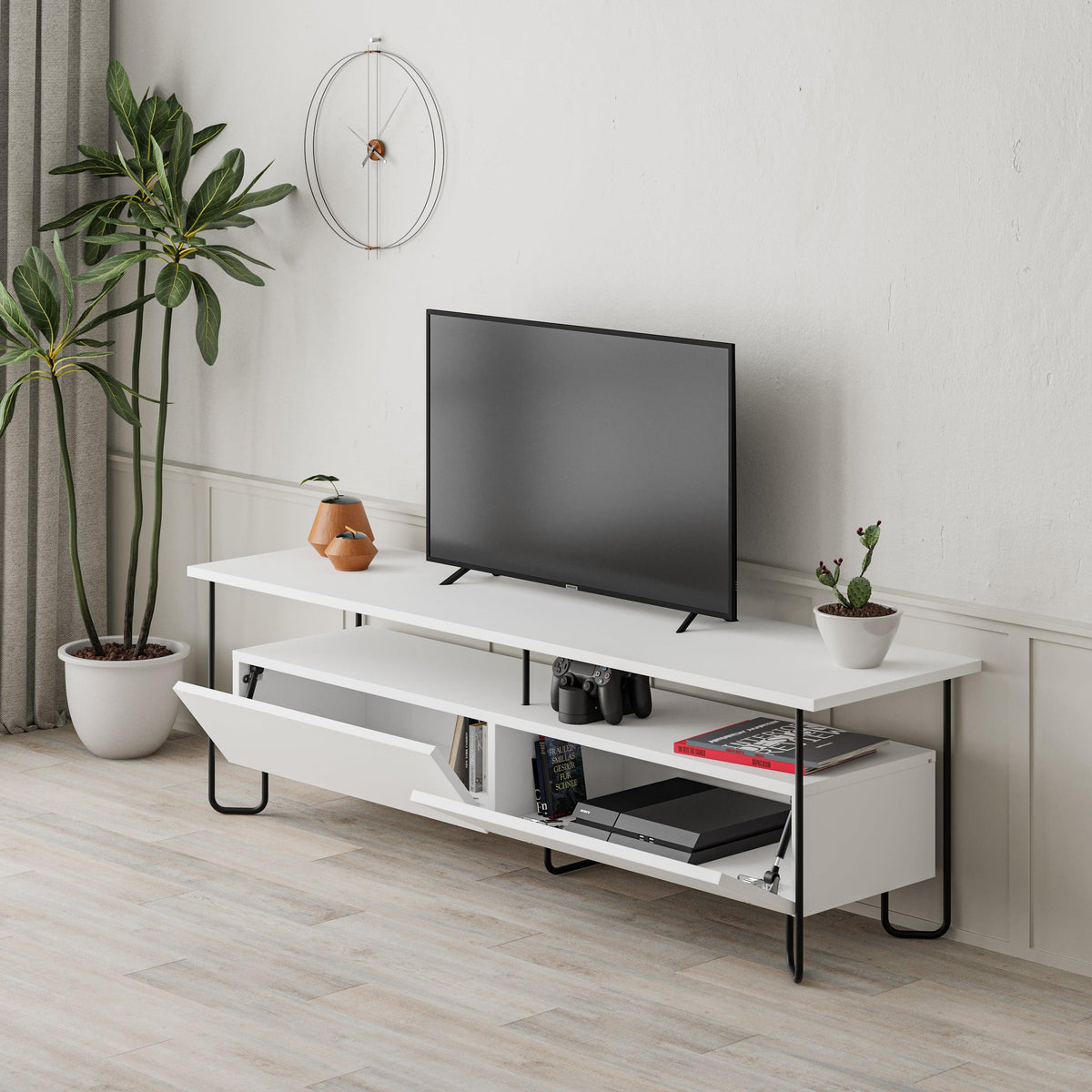 Decortieliving - Cornea Modern Tv Unit With Storage Cabinet 150cm