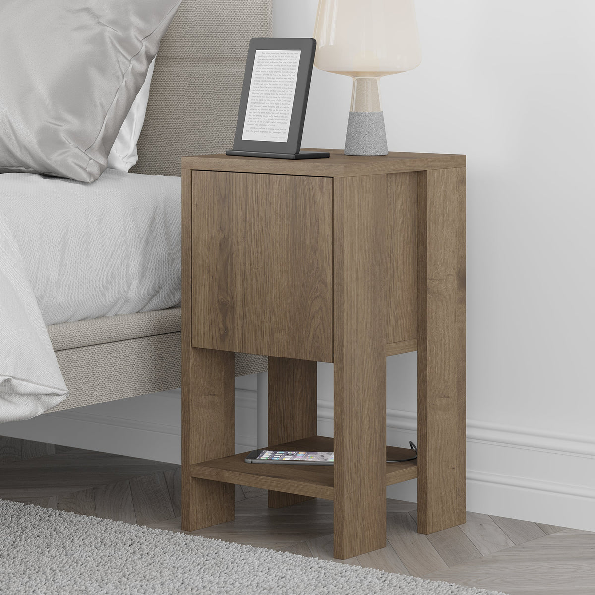 Decortieliving - Ema Modern Bedside Table Bedroom Furniture 30cm Width