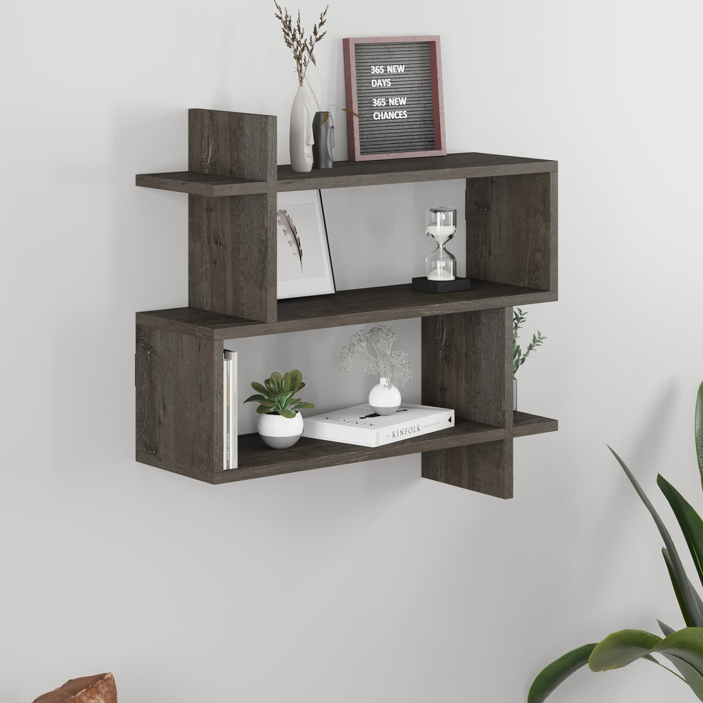 Decortieliving - Paralel Wall Mounted Modern Bookcase Display Unit Medium W 70 cm