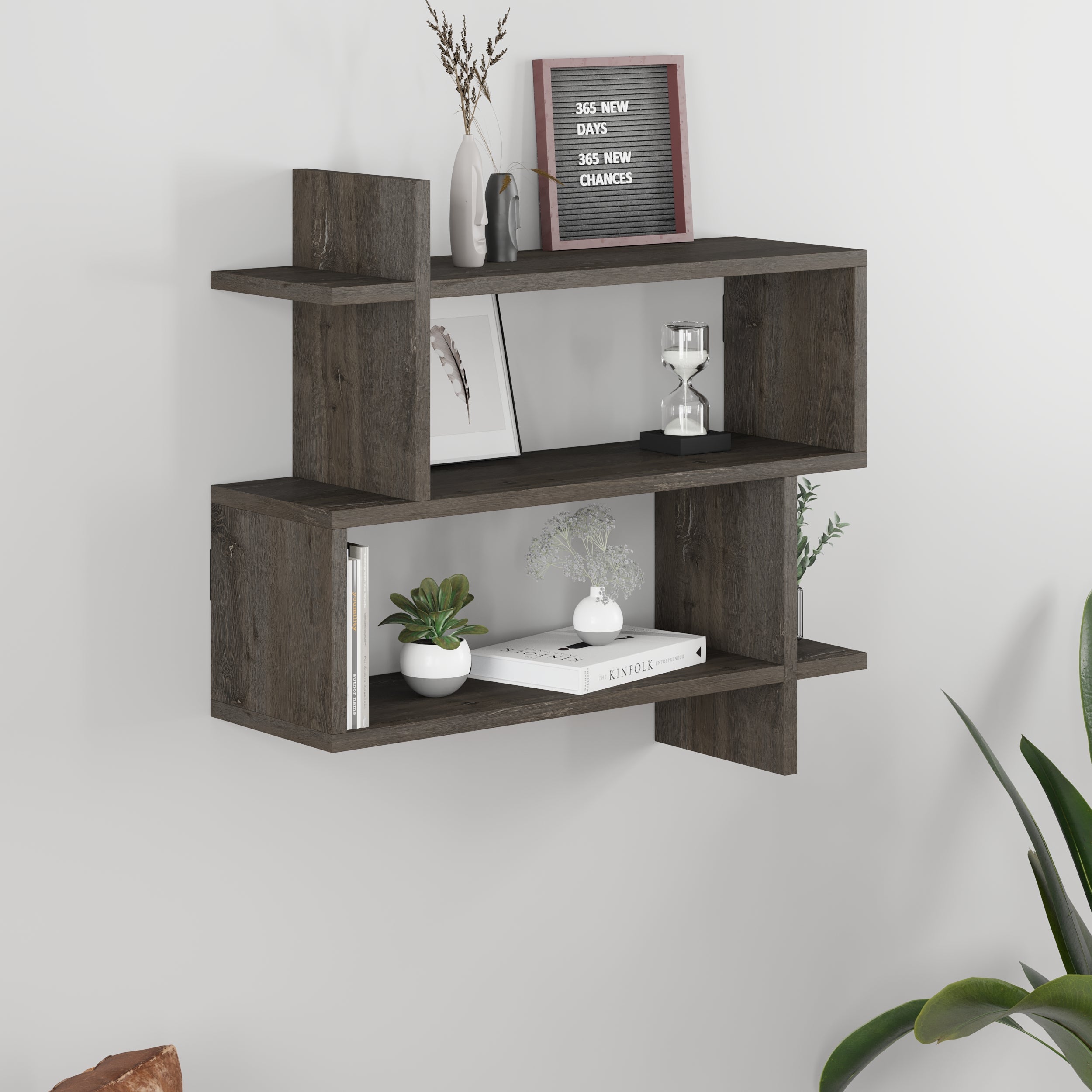 Decortieliving - Paralel Wall Mounted Modern Bookcase Display Unit Medium W 70 cm