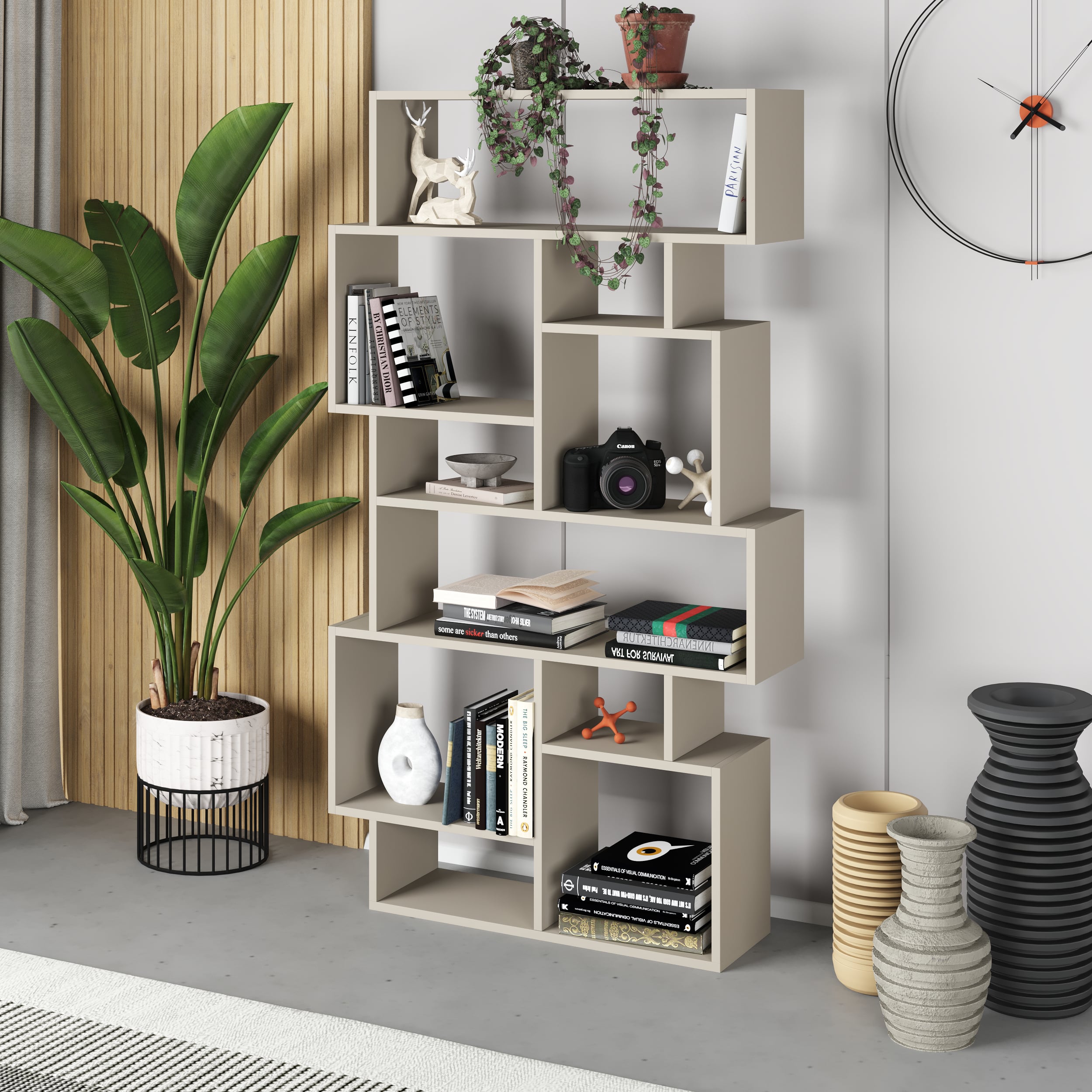 Decortieliving - Karmato Modern Bookcase Display Unit Tall 168.5cm