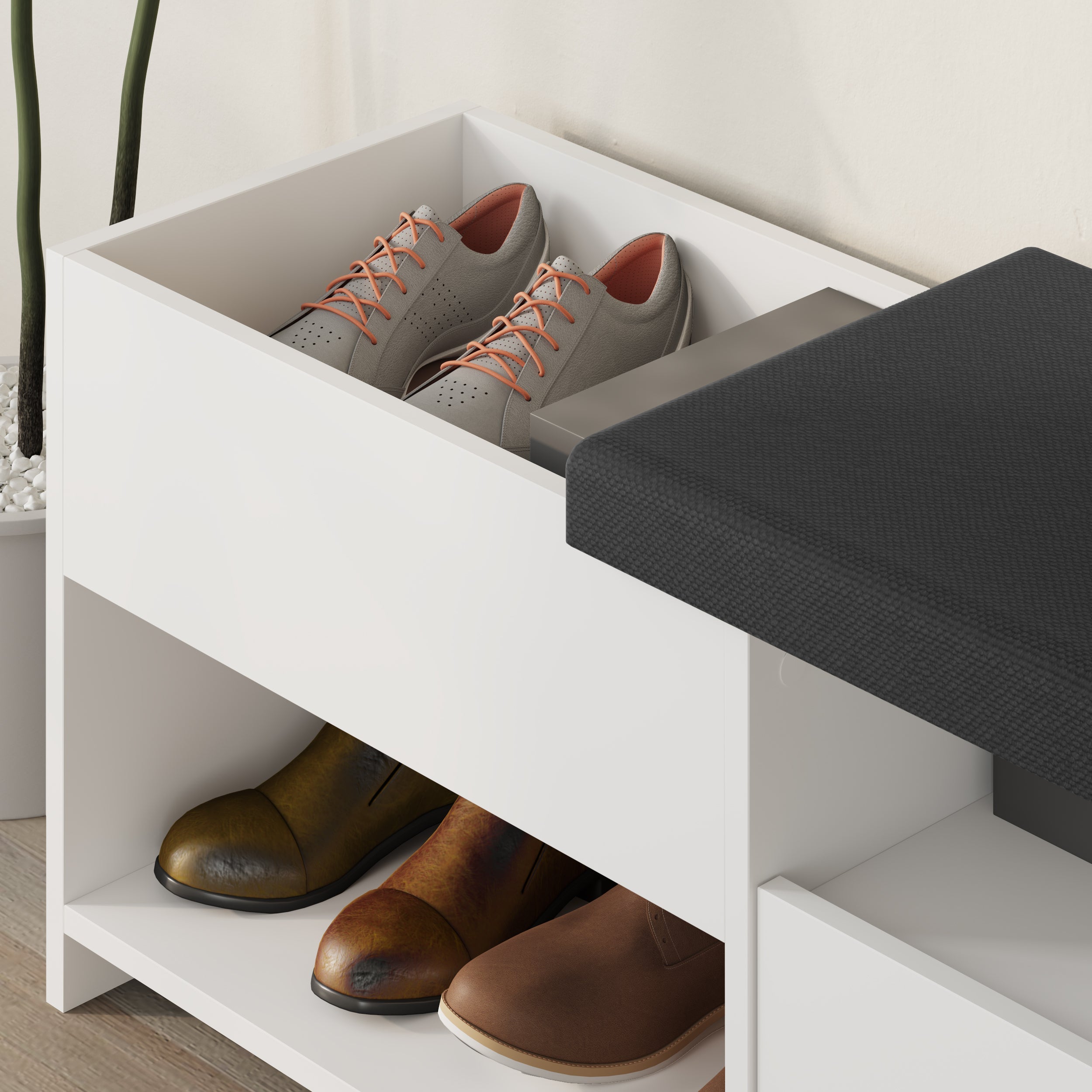 Banc à chaussures Filux – Banc de couloir moderne avec rangement