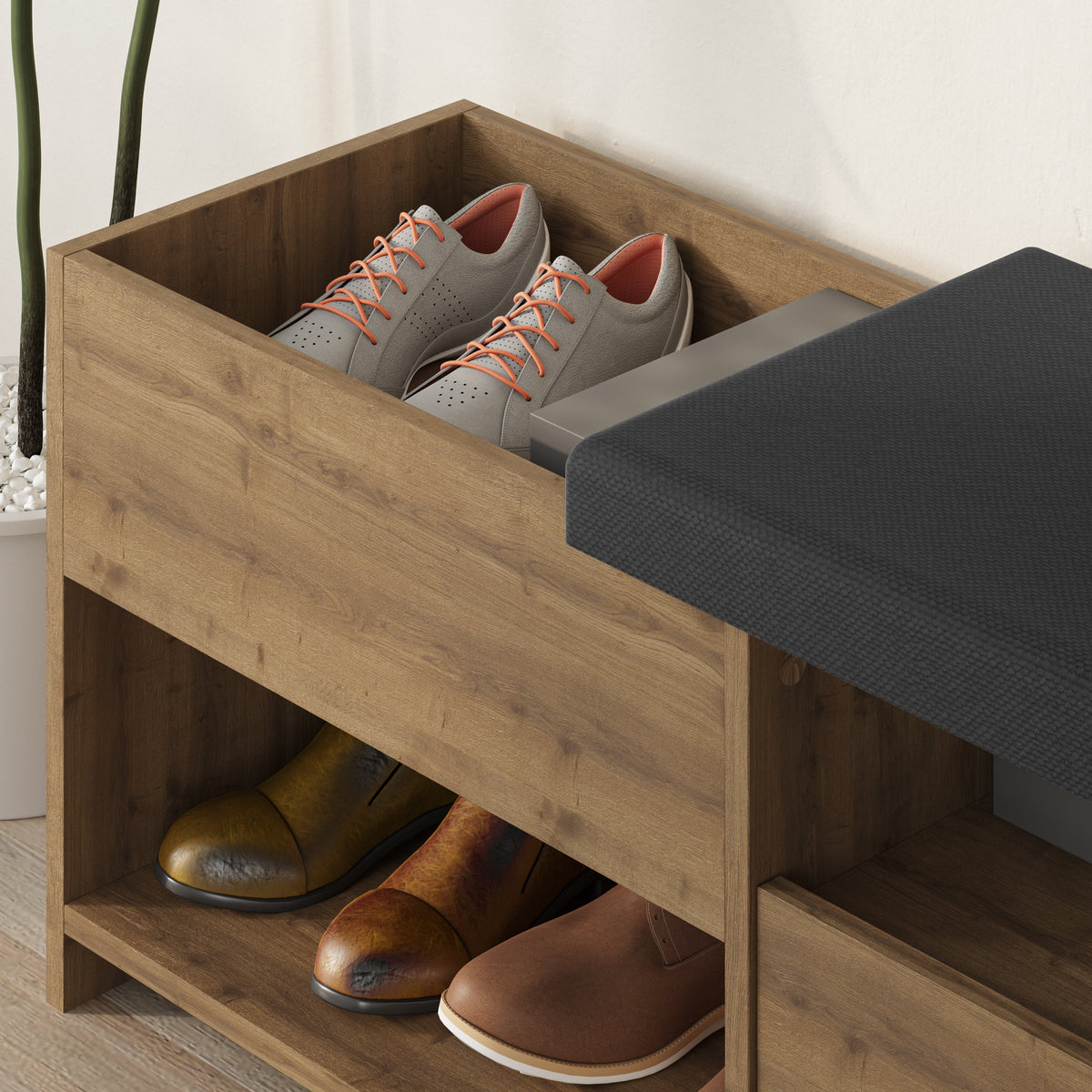 Decortieliving - Filux Shoe Bench – Modern Hallway Bench with Storage
