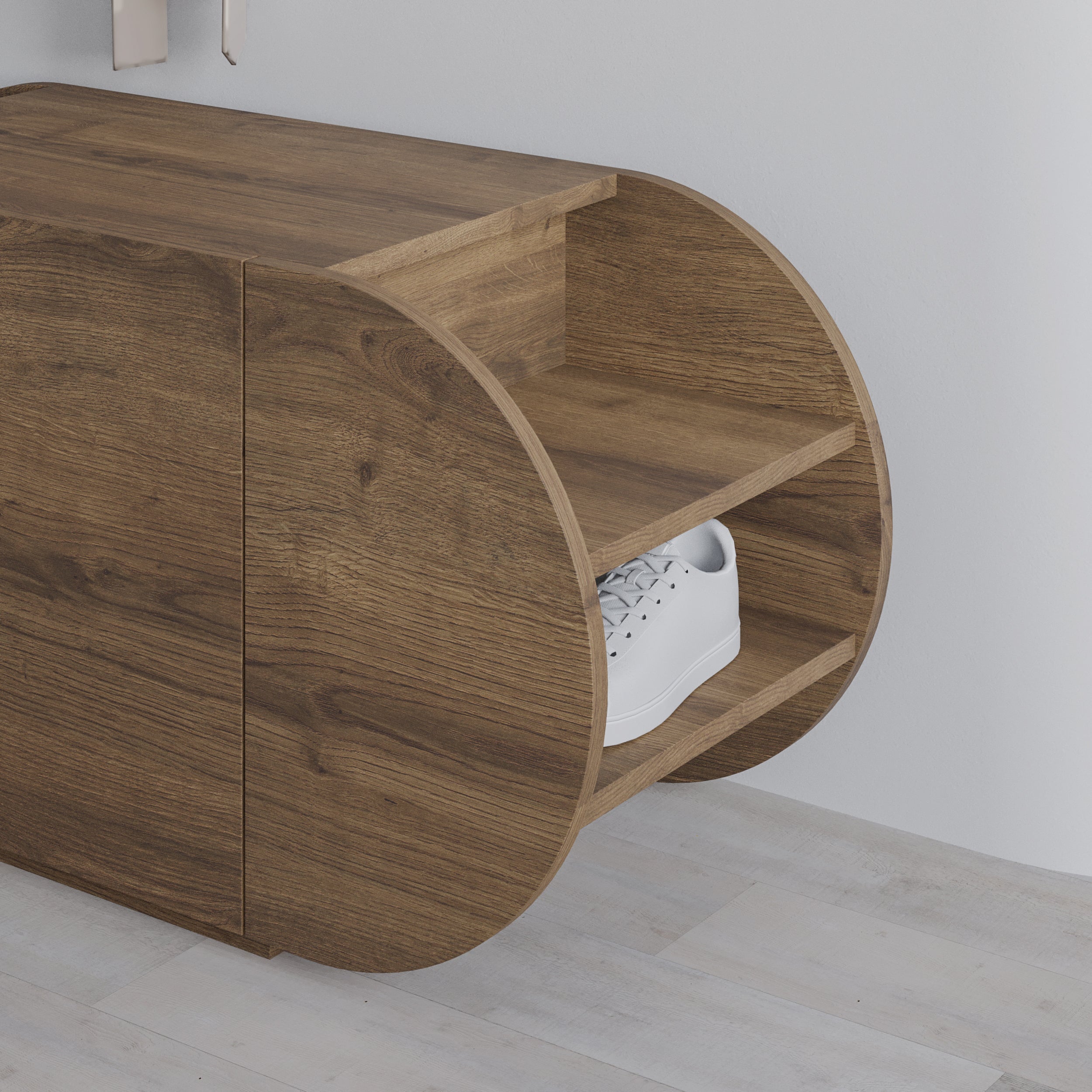 Banc à chaussures Pozy – Banc de couloir moderne avec armoire