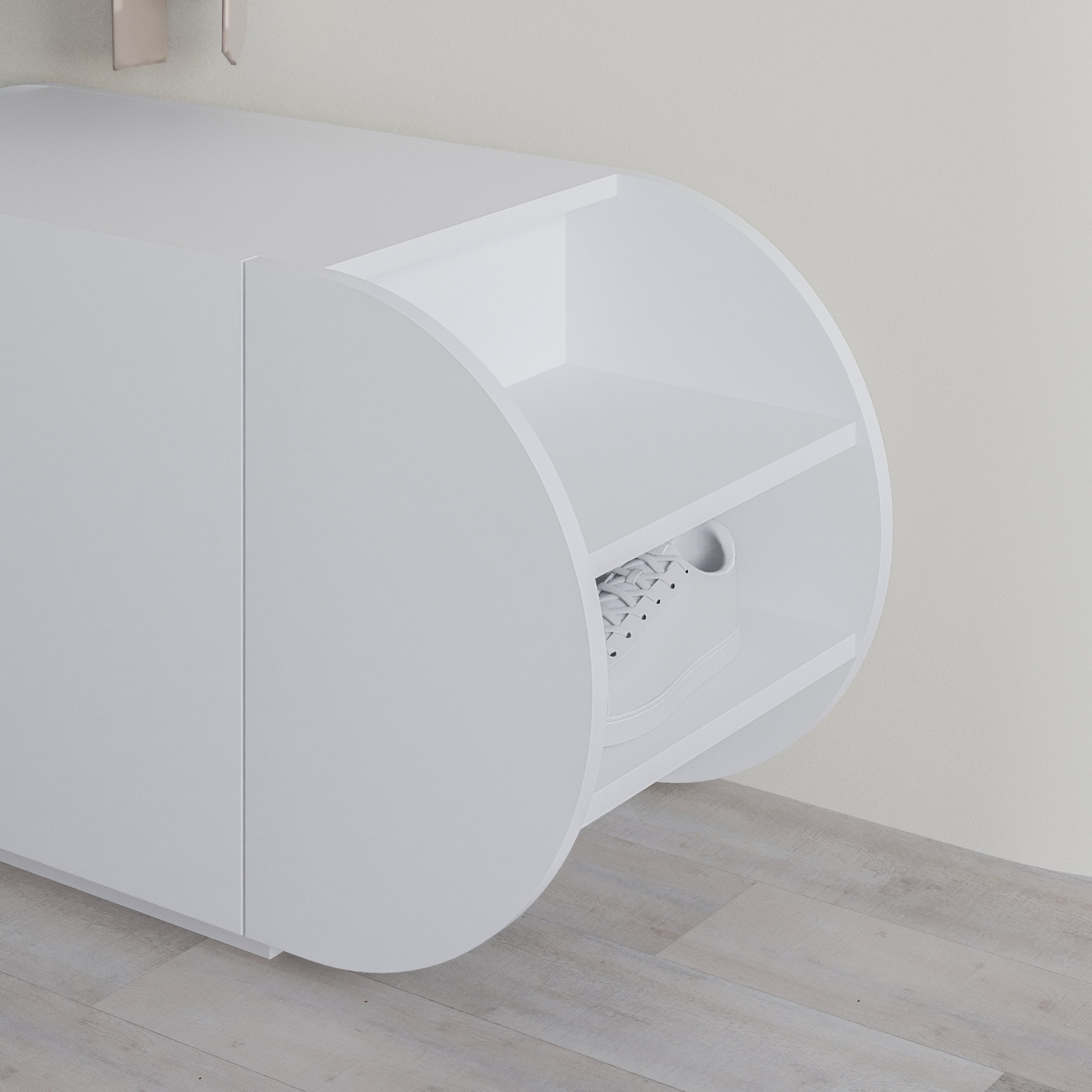 Banc à chaussures Pozy – Banc de couloir moderne avec armoire