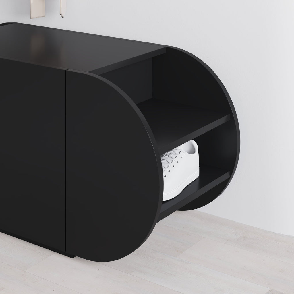 Banc à chaussures Pozy – Banc de couloir moderne avec armoire