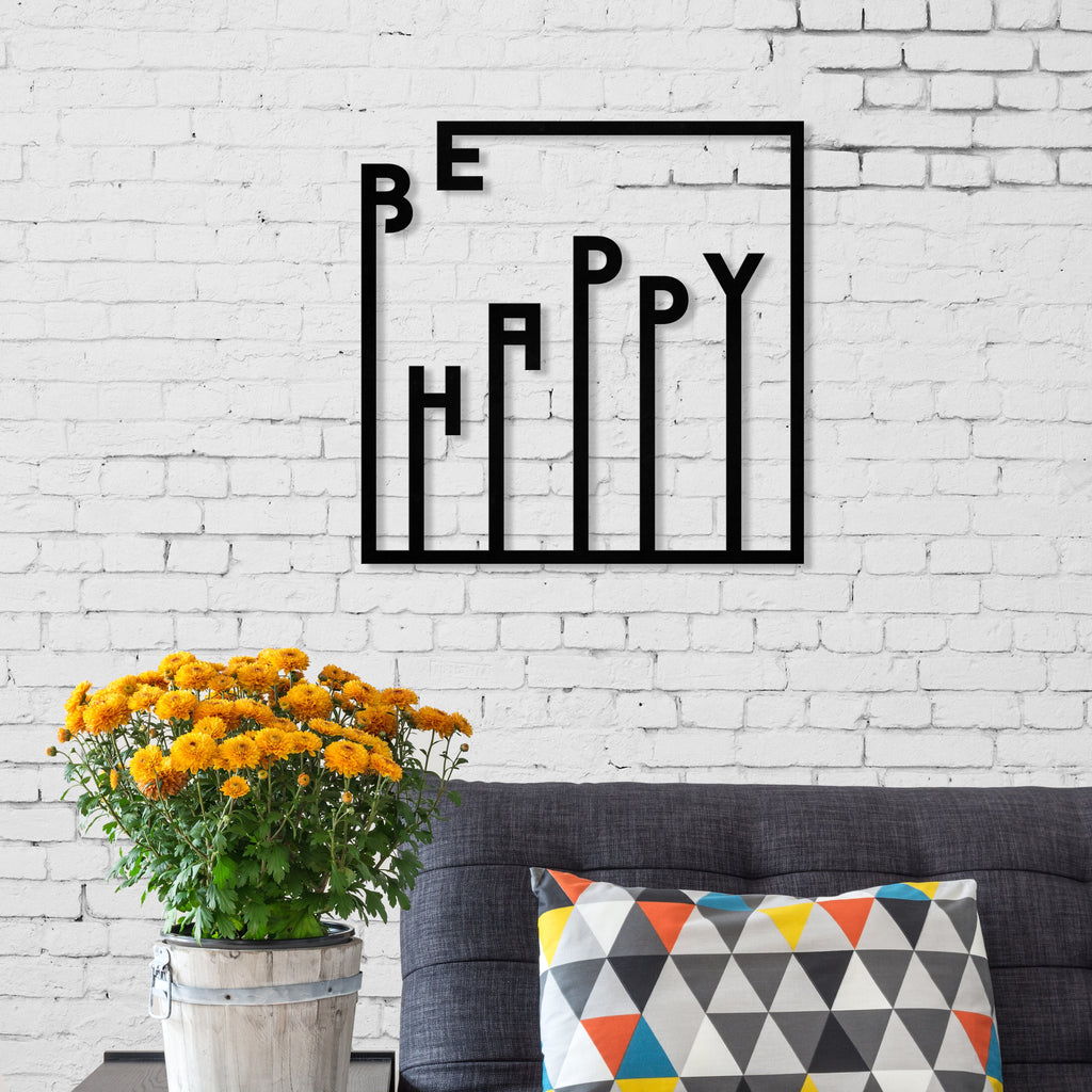 Decortieliving - Metal Wall Art-No.16 Be Happy
