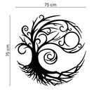 Decortieliving - Metal Wall Art - Black - Tree Of Life 75x75 Cm