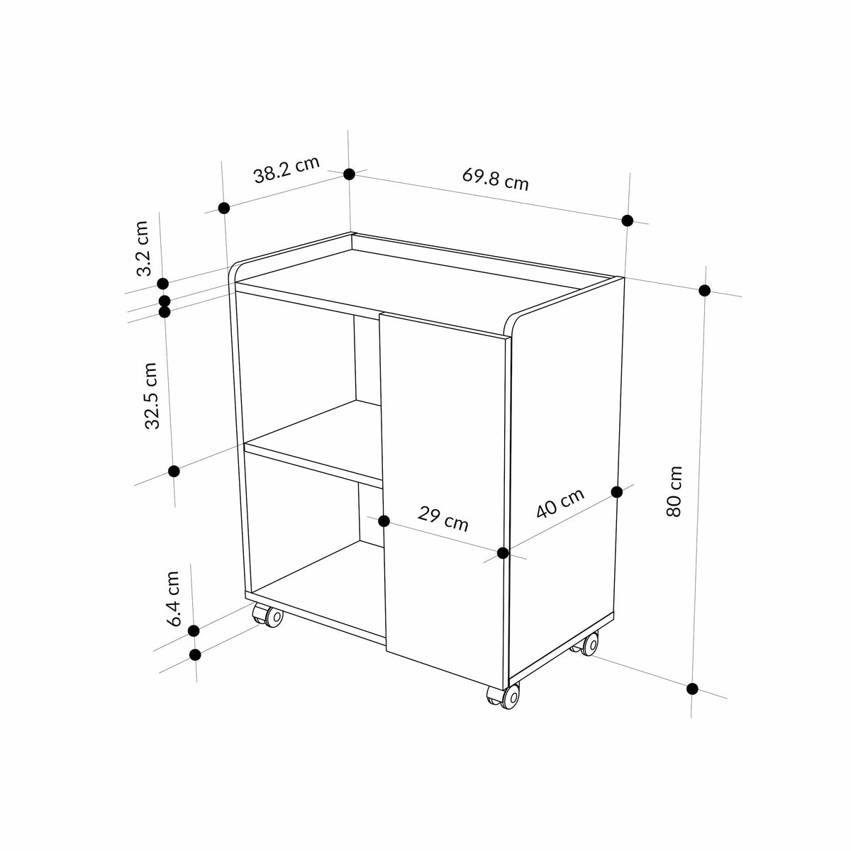 Decortieliving - Zeo Sideboard Cabinet with Heels - Modern Design - 4 Compartments