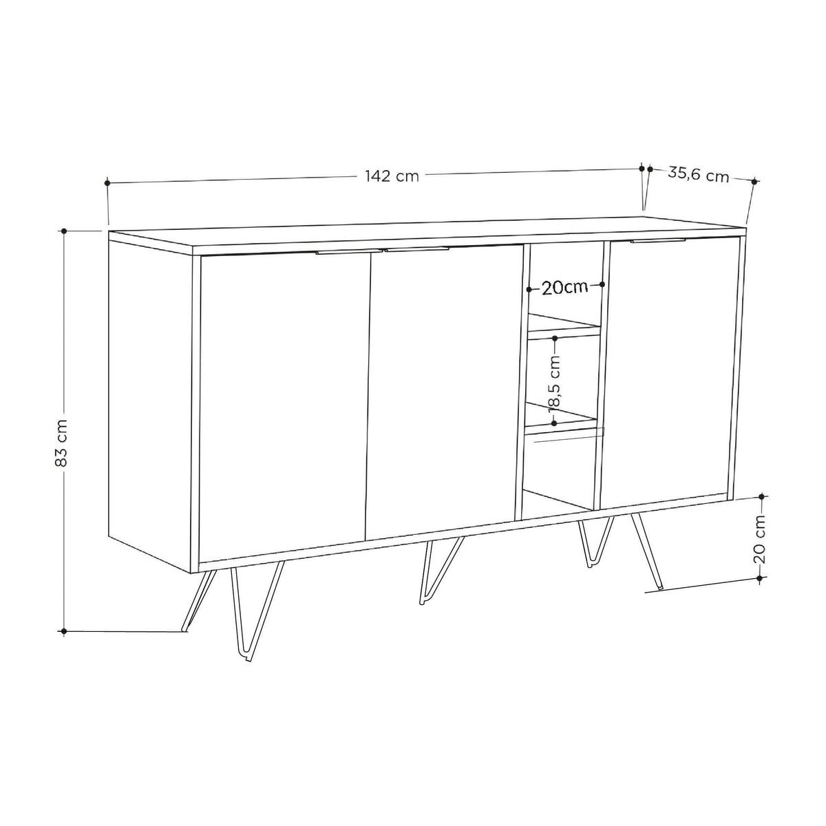 Decortieliving - Clara Console Modern Sideboard Display - 142cm