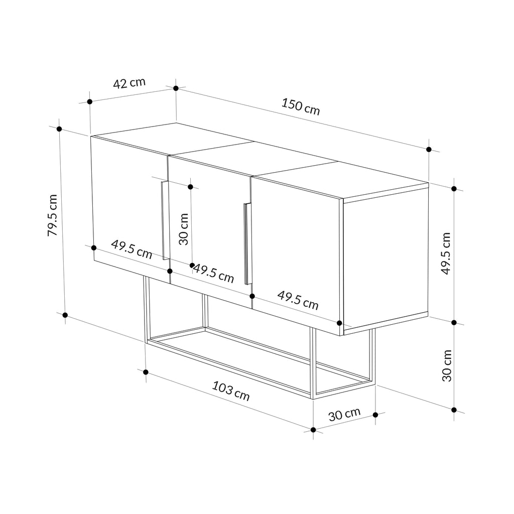 Decortieliving - Tontini Console Sideboard Display Unit
