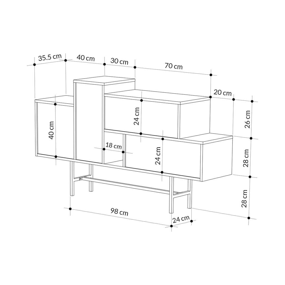 Decortieliving - Hermes Console Sideboard Display Unit