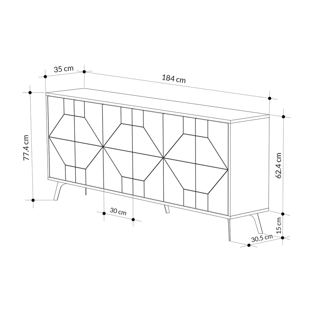 Decortieliving - Dune Console Sideboard Display Unit 183cm