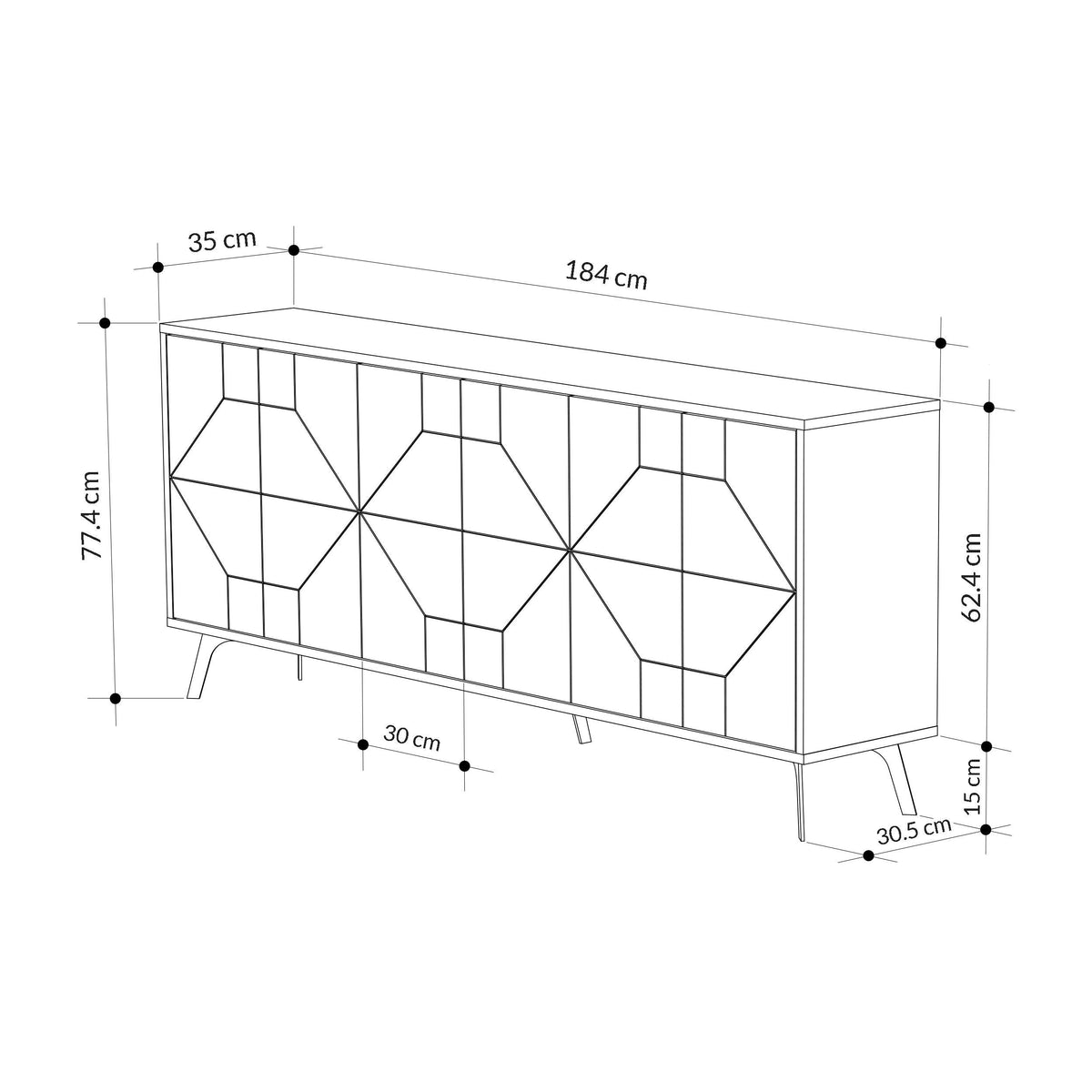 Decortieliving - Dune Console Sideboard Display Unit 183cm