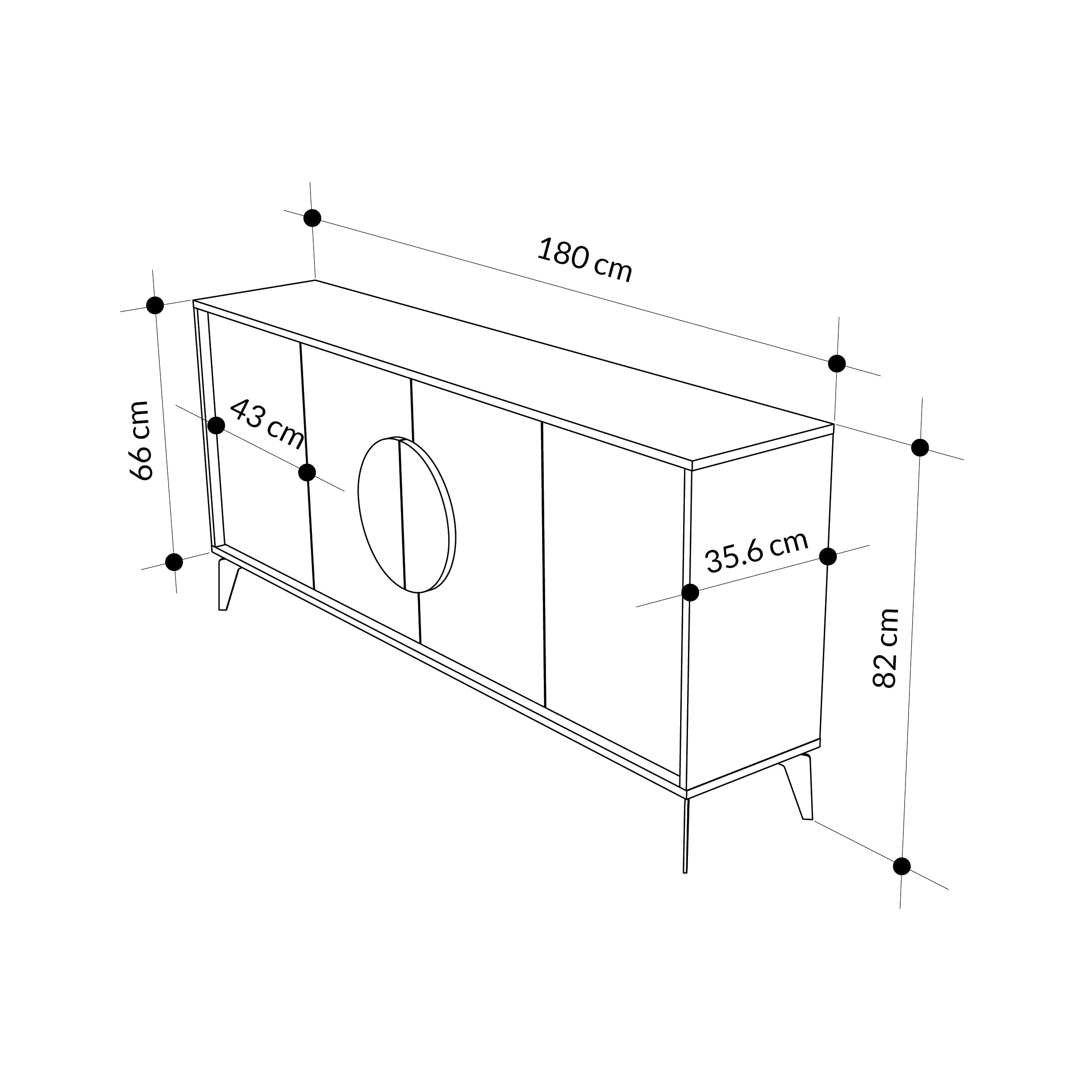 Decortieliving - Gora Console Sideboard Display Unit 180Cm