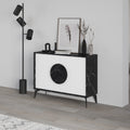 Decortieliving - Sideboard Set: Gora 110cm Console + Green Glass Mushroom Lamp