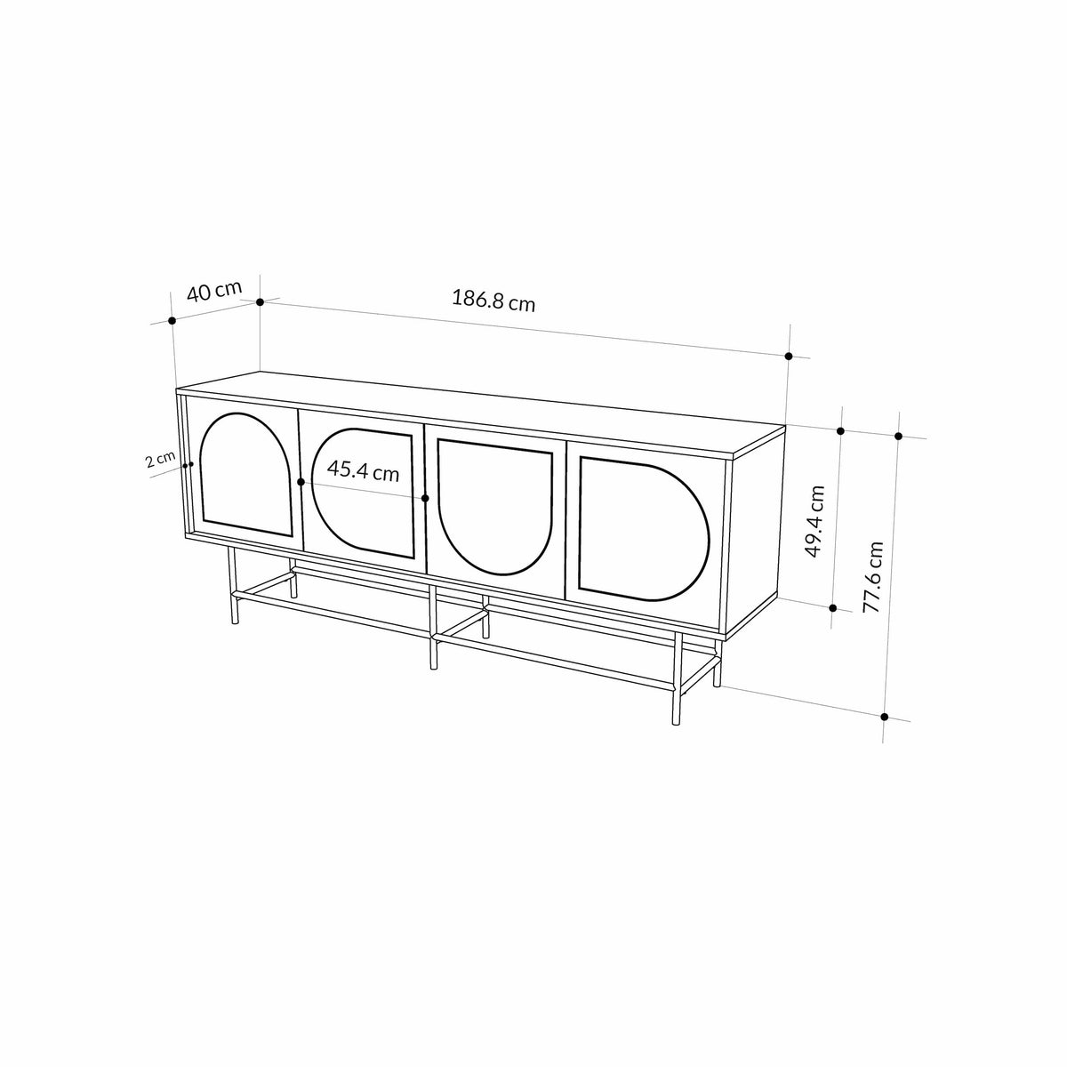 Decortieliving - Joji Modern Sideboard Console Unit - Silky Black and Oak