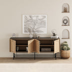 Decortieliving - Joji Modern Sideboard Console Unit - Silky Black and Oak